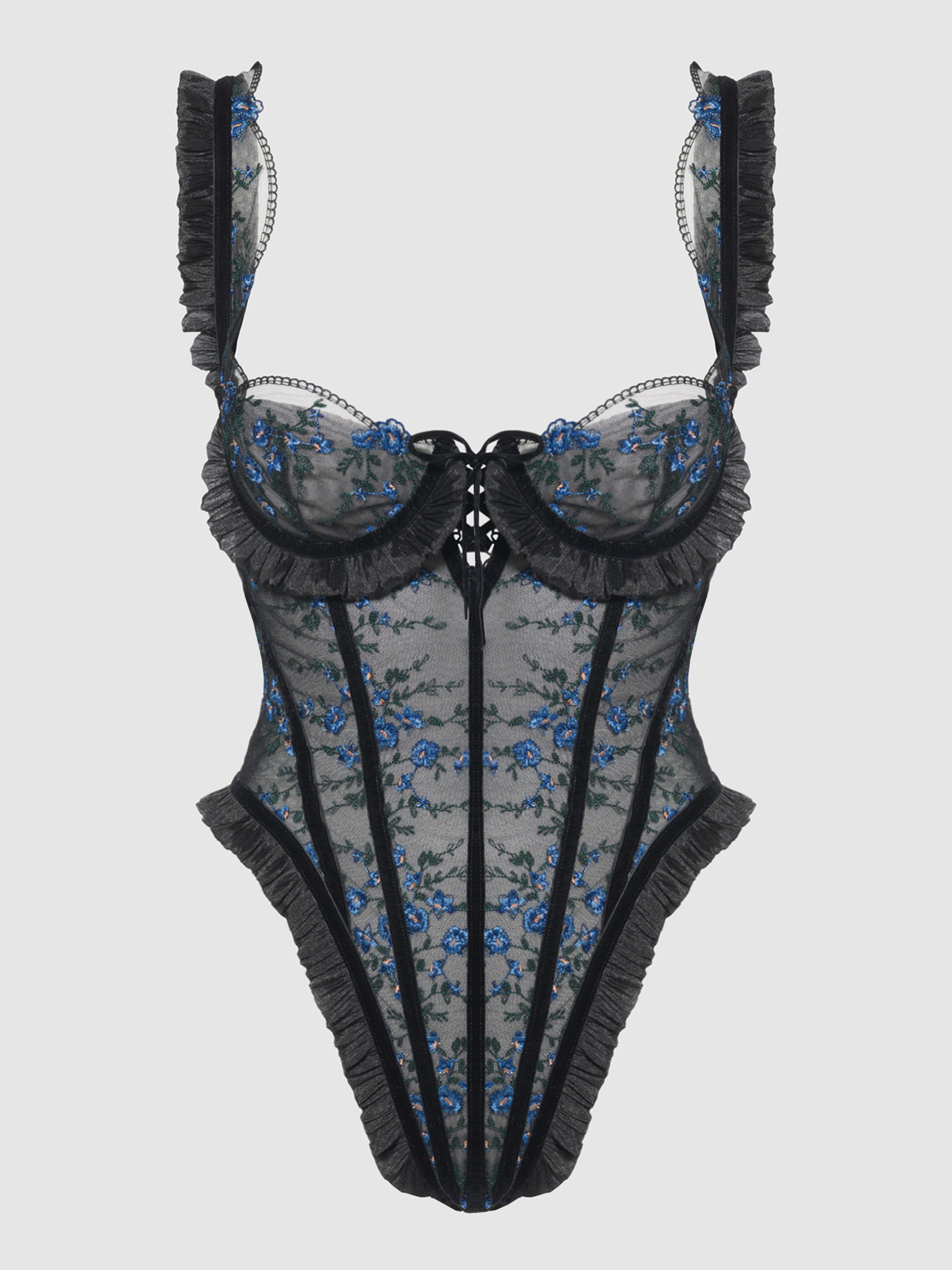 Embroidered Mesh Underwire Teddy、mySite、bengalsvssteelers