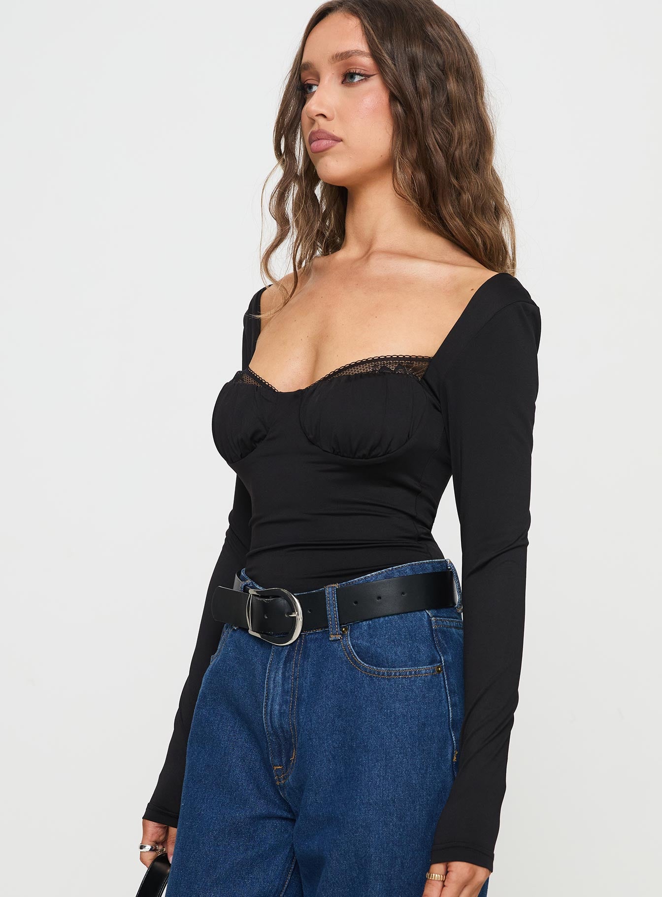 Peekaboo Long Sleeve Bodysuit Black、mySite、solidvoid