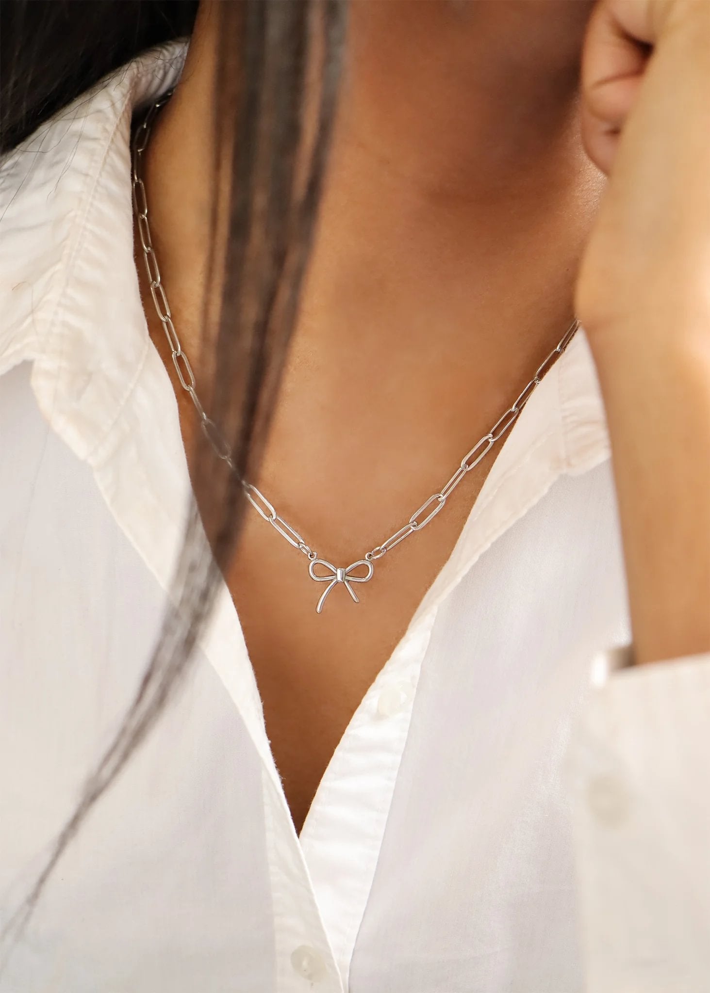 Stainless Steel Paperclip Connector Chain Necklace / CHN0081、mySite、dreamappss