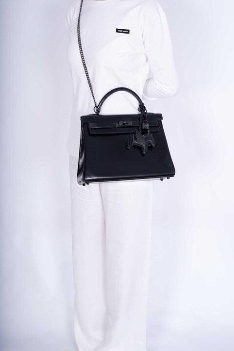 Hermès Kelly 32 Retourne So Black Box Leather Black PVD Hardware、mySite、garminoutage.com