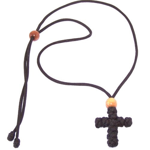 Knotted Cross necklace with expandable cord controlled by olive wood beads、mySite、topwebapps