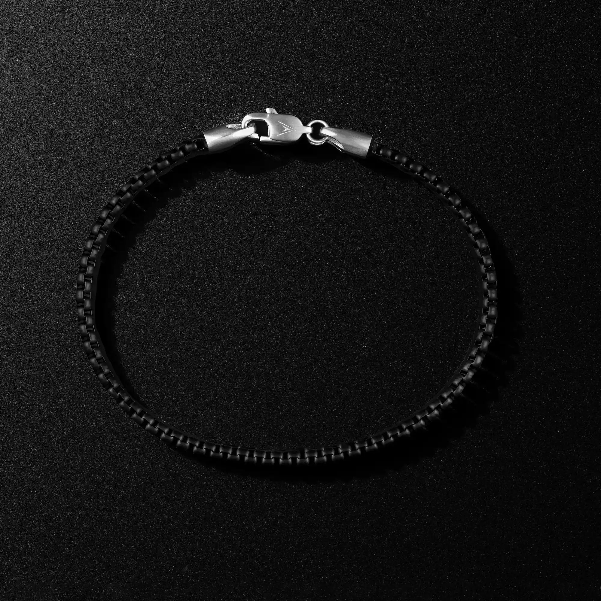  Box Chain Bracelet, 3MM - Black