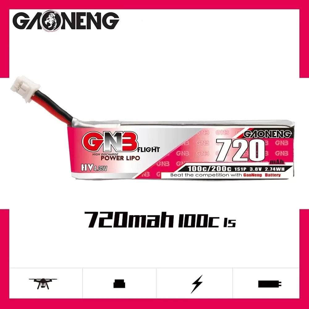  Gaoneng GNB 3.8V 1S 720mAh 100C LiHV Whoop/Micro Battery w/ Cabled - PH2.0、mySite、merchandisen