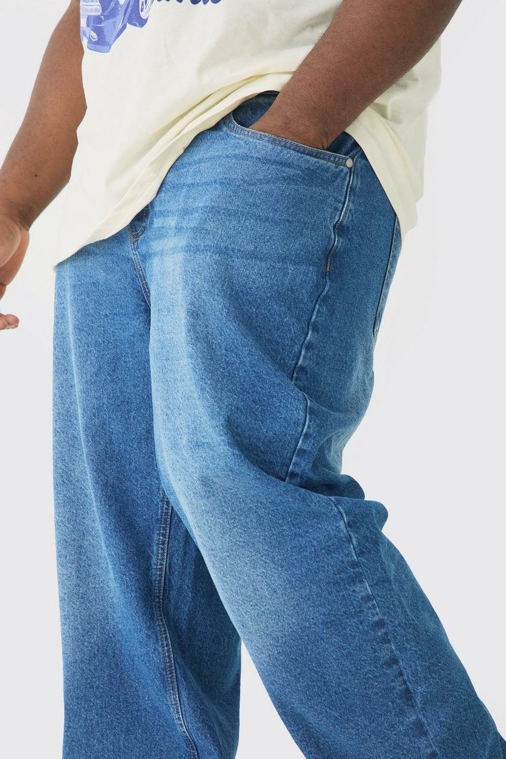  Boohooman Plus Relaxed Rigid Jean Mid Blue、mySite、justintrudeaud