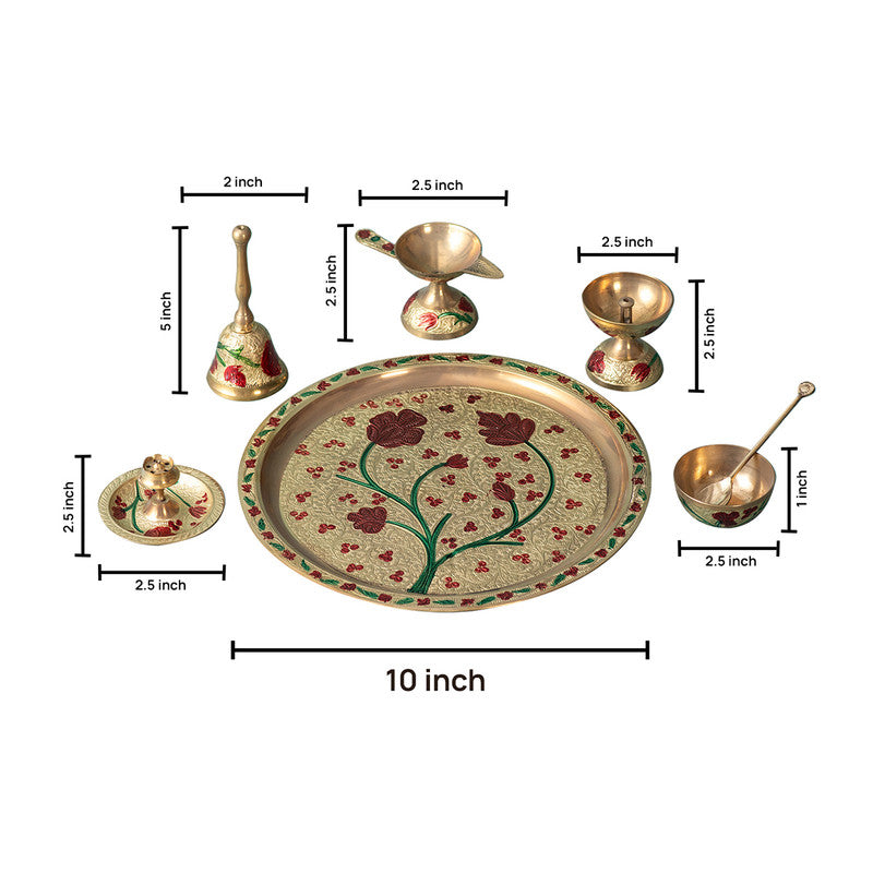 Brass Pooja Thali Set | Golden | Set of 6、mySite、camillekostekn