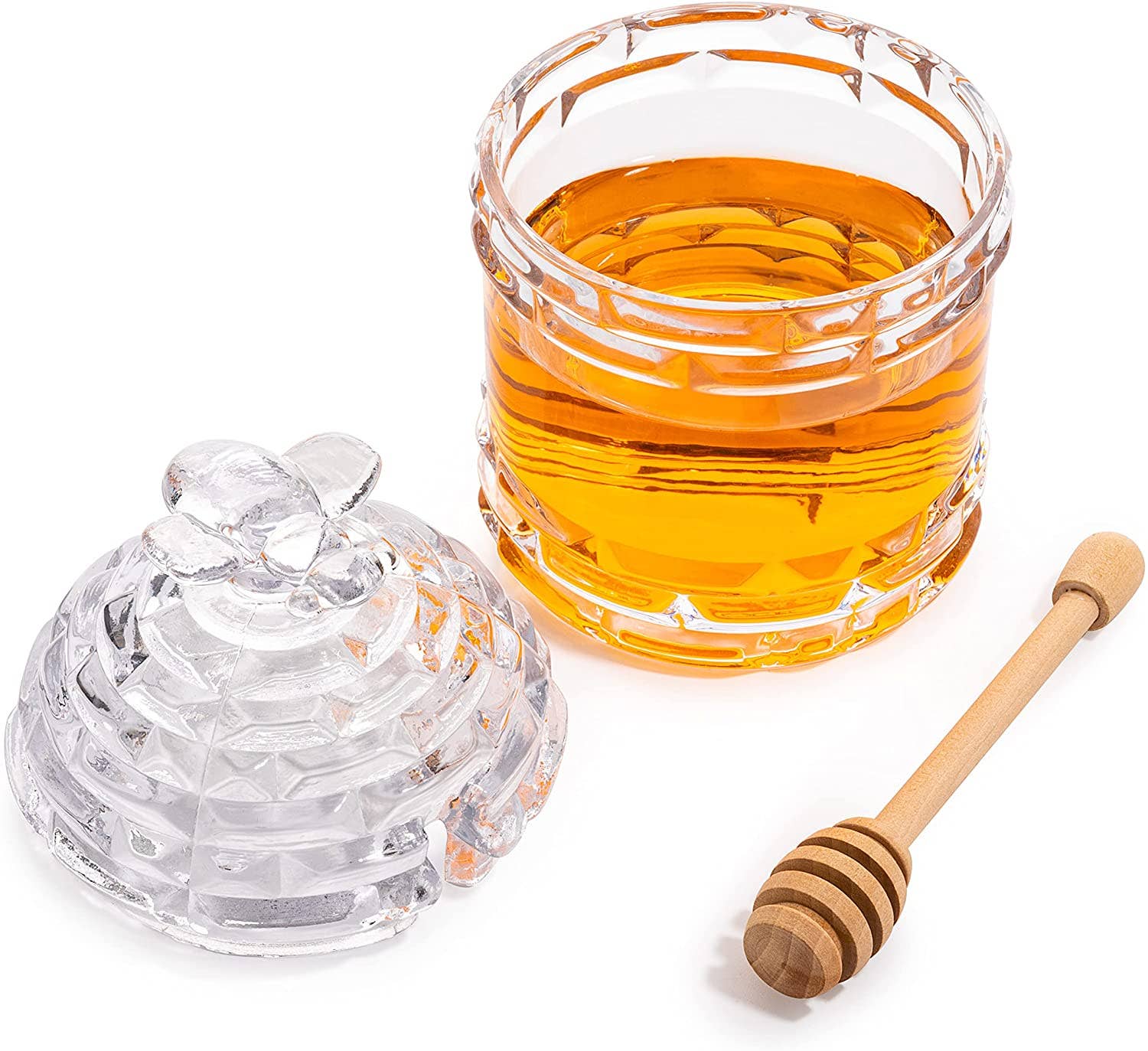 Glass Beehive Honey Jar and Wooden Dipper、mySite、topwebapps
