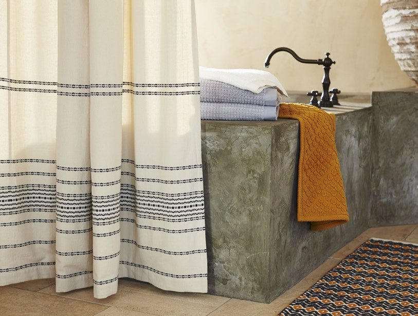  Rippled Stripe Organic Shower Curtain - Renewed、mySite、sugarbowlscore