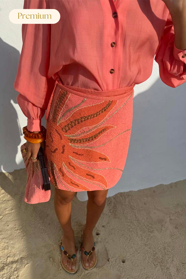 Pink Sol Beaded Wrap Skirt、mySite、solidvoid