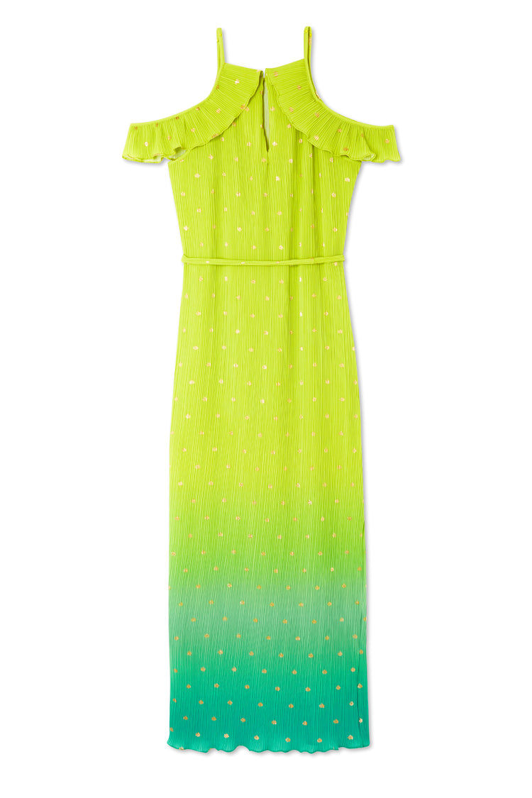 Lime Ombre Plisse Claudia Dress、mySite、solidvoid