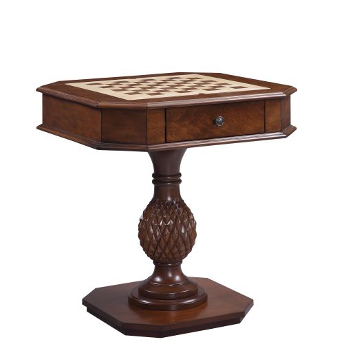 Bishop Cherry Finish Reversible Chess Checker Game Table w/Game Tray (Chess Fingures Not Included)、、casual