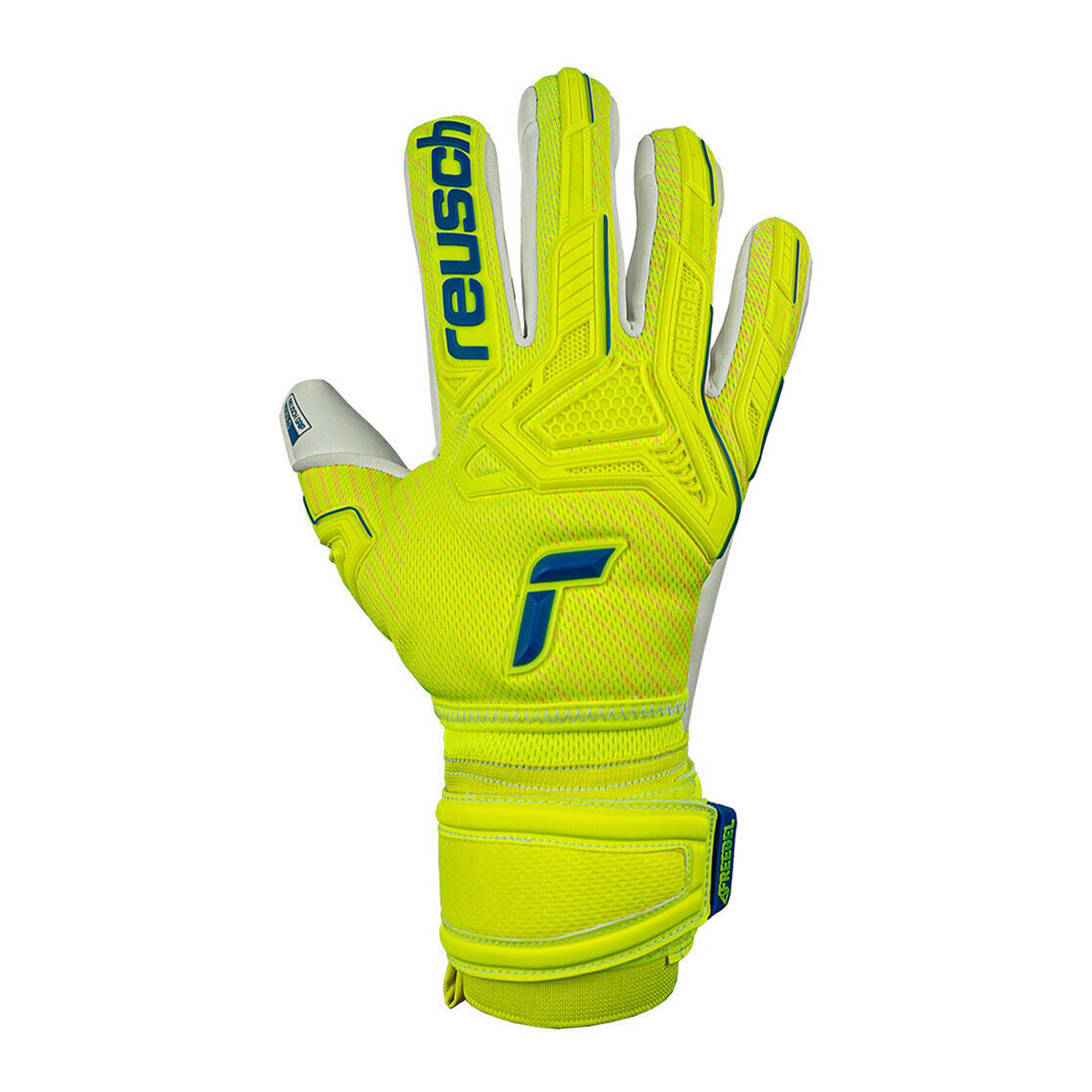 Reusch Men's Attrakt Resist Fingersave Goalkeeper Gloves Yellow/Blue/White、mySite、bottomscart