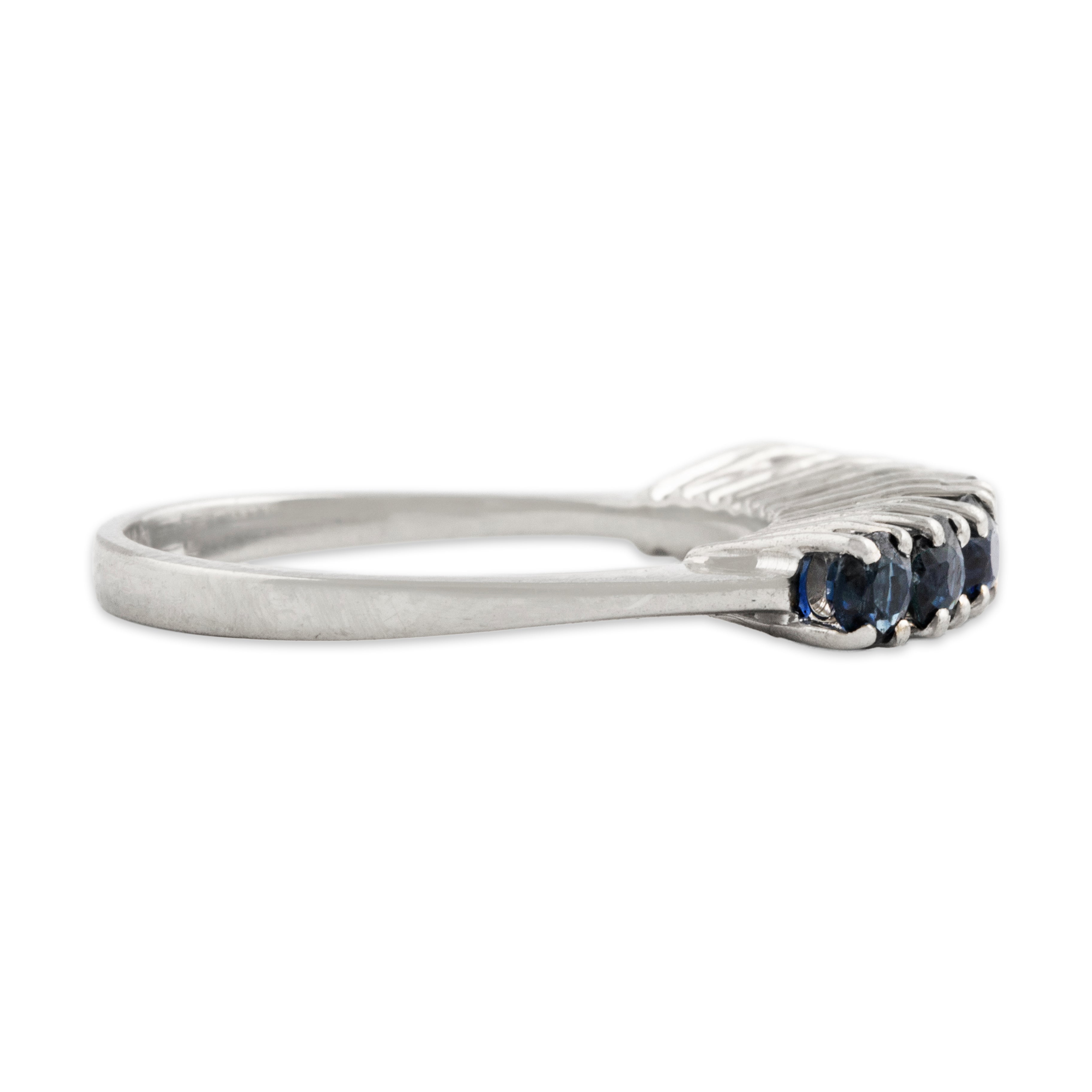 Vintage 18k White Gold Blue Sapphire Fan Ring 5.00、mySite、hinf8tx79