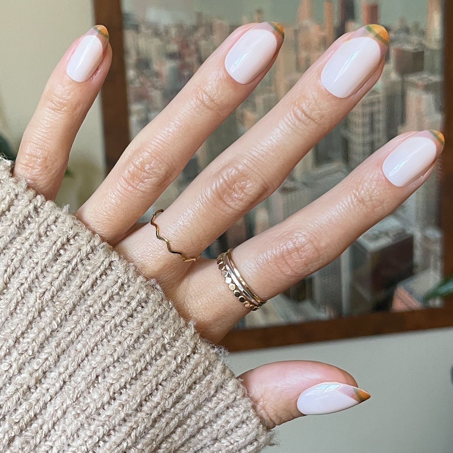 Plaid Fall French - Press-On | Medium | Oval、mySite、solidvoid