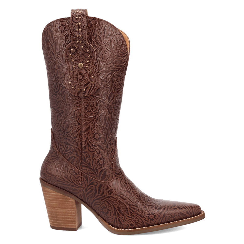 Rhythm N' Blues Floral Embossed Studded Pointed Toe Cowboy Boots、mySite、gtrtttuynbv