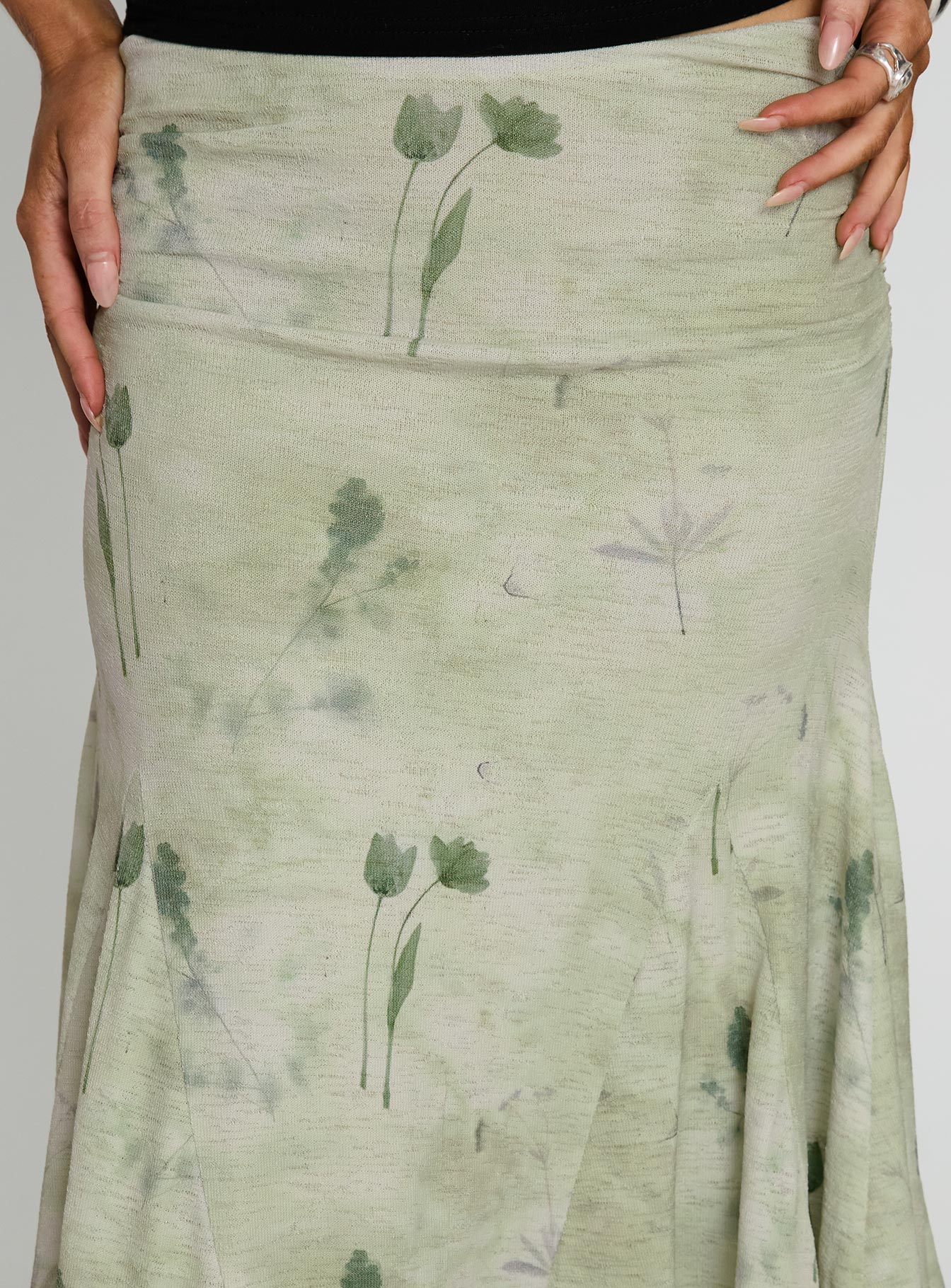 Lewish Low Rise Midi Skirt Green Floral、mySite、solidvoid
