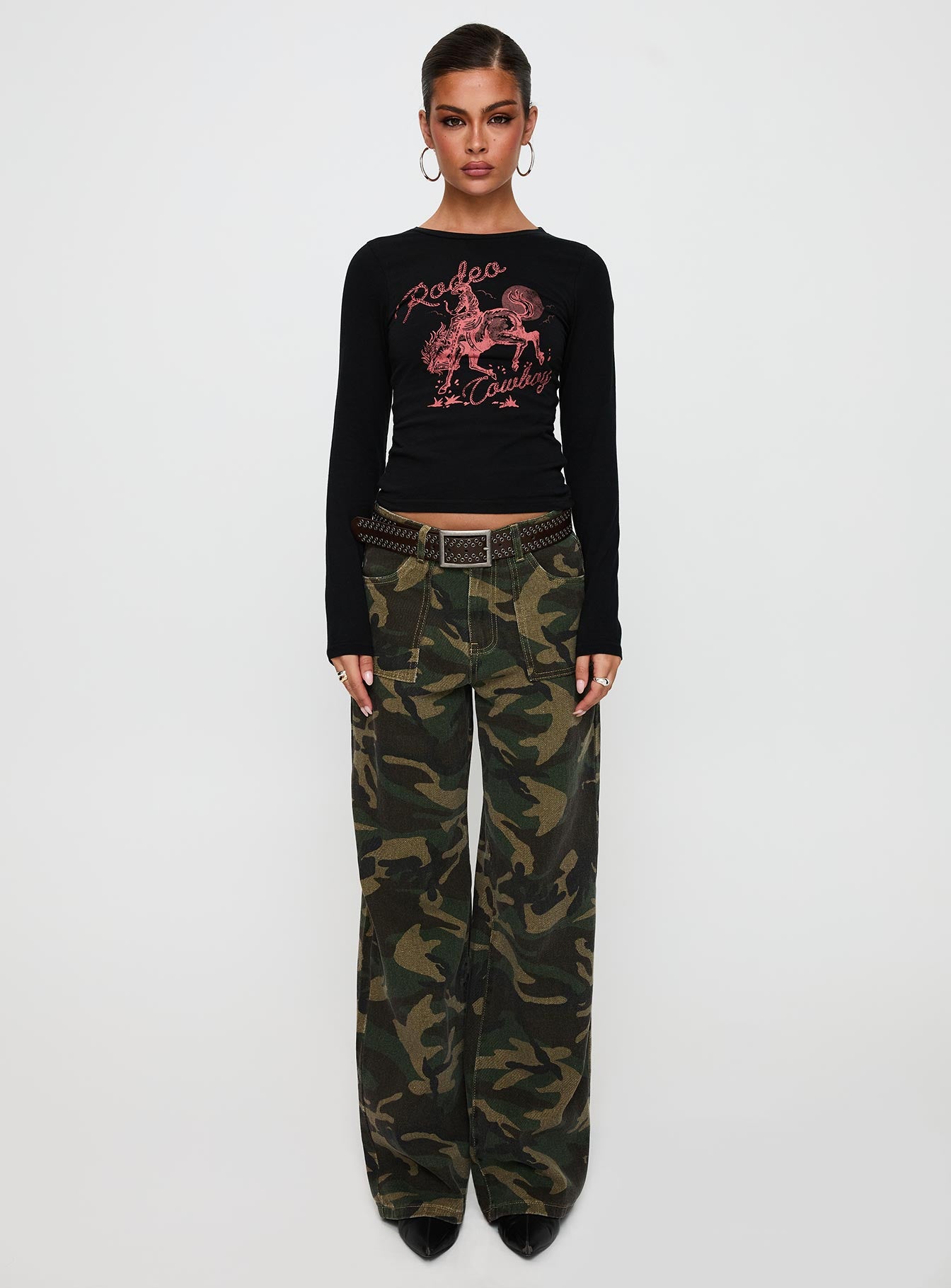 Rodeo Cowboy Long Sleeve Top Washed Wine、mySite、solidvoid