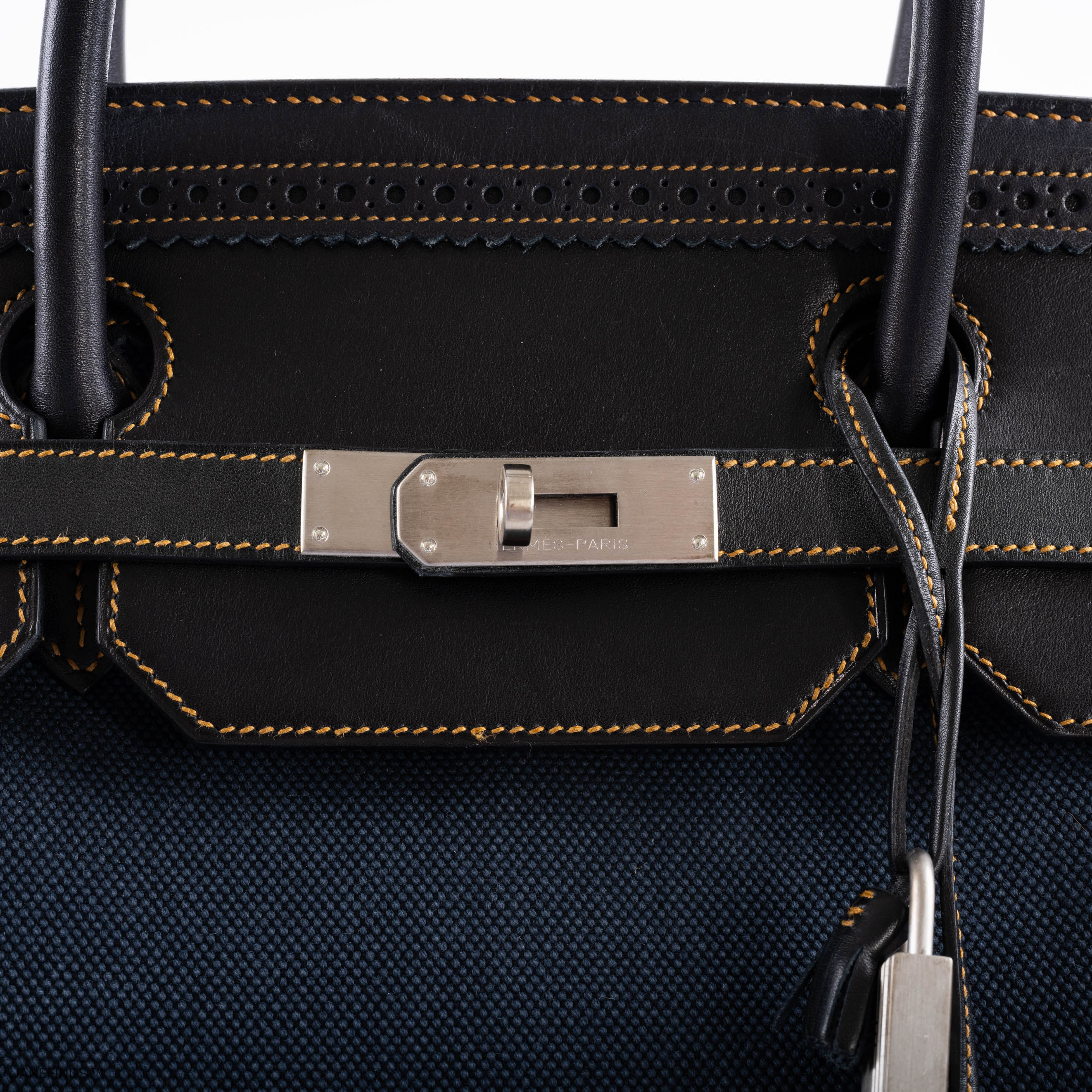Hermès Ghillies Birkin 40 Indigo Denim and Black Tadelakt Brushed Palladium Hardware、mySite、garminoutage.com