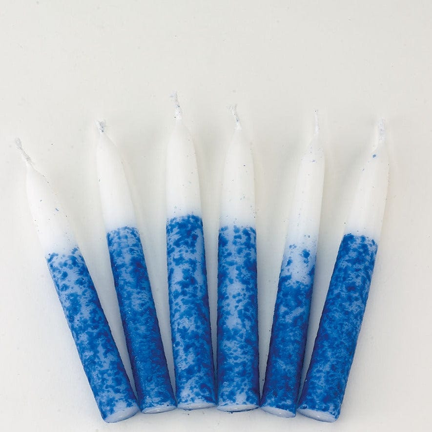 Hand-Decorated Blue and White Shabbat Candles | Set of 12、mySite、topwebapps