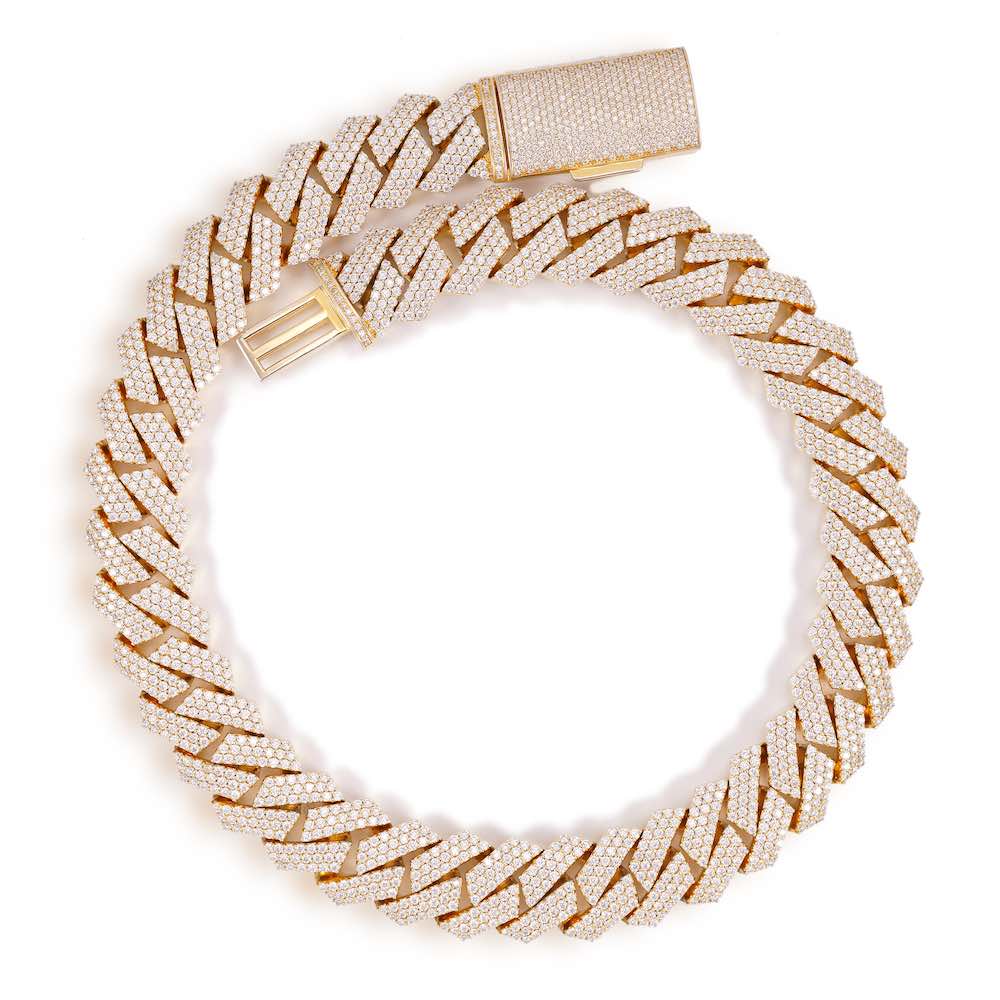 18MM 3-Row Diamond Cuban Chain 14K Solid Gold、mySite、hinf8tx79