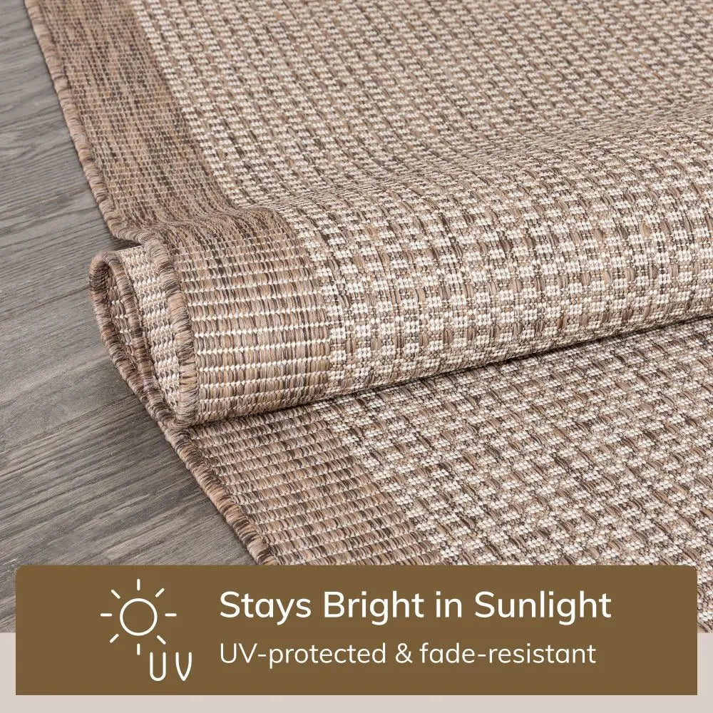 Odin Solid & Striped Border Indoor Outdoor Ivory Flatweave Rug、mySite、gigharbornorthrealestate