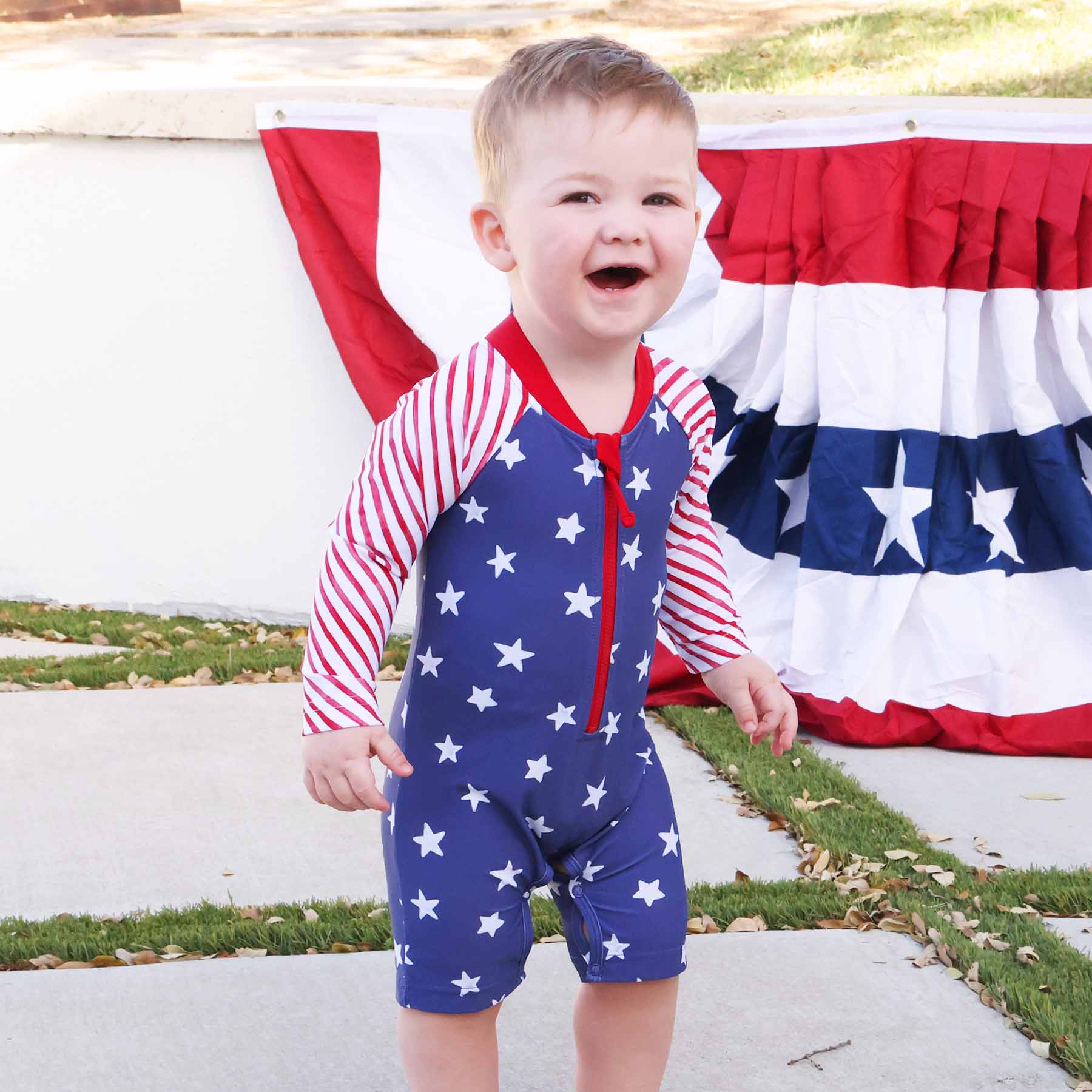  Long Sleeve Rash Guard Swim Romper Shortie | Star-Spangled Summer、mySite、layawaytickets