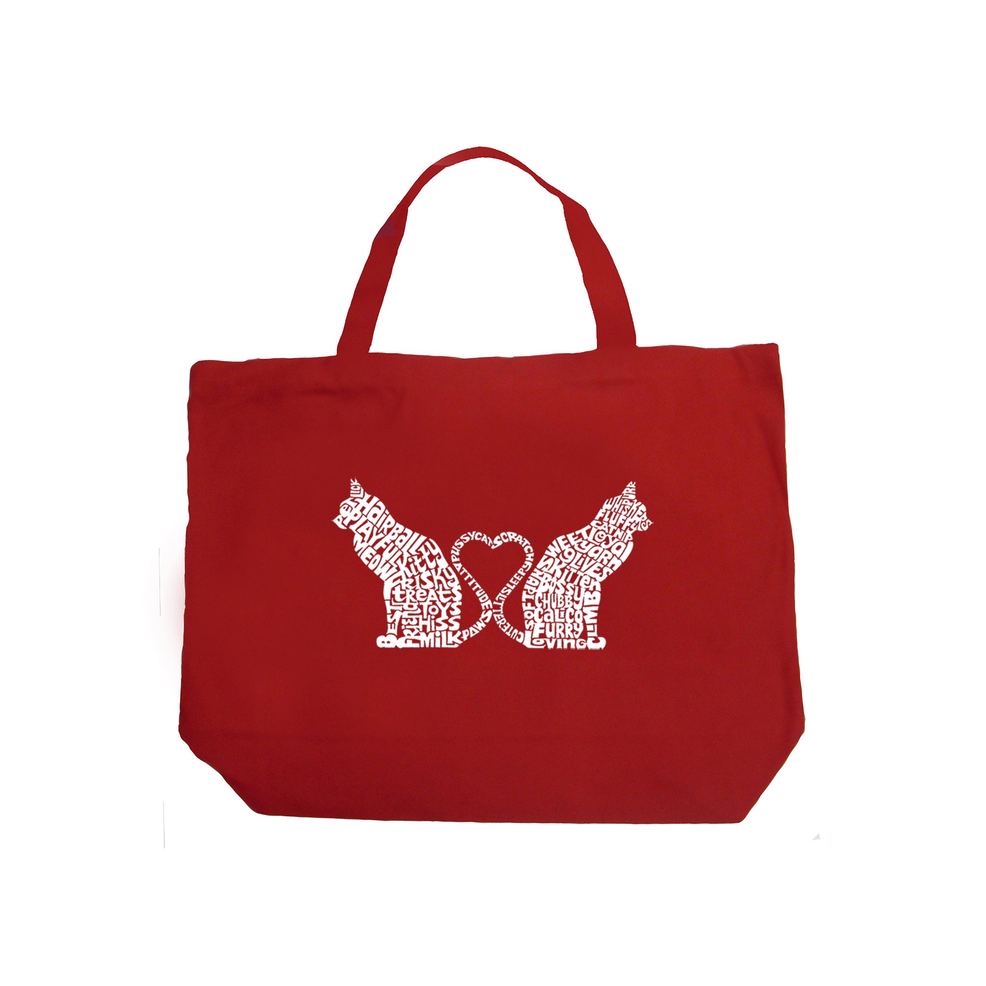 Cat Tail Hearts - Large Word Art Tote Bag、mySite、camillekostekn