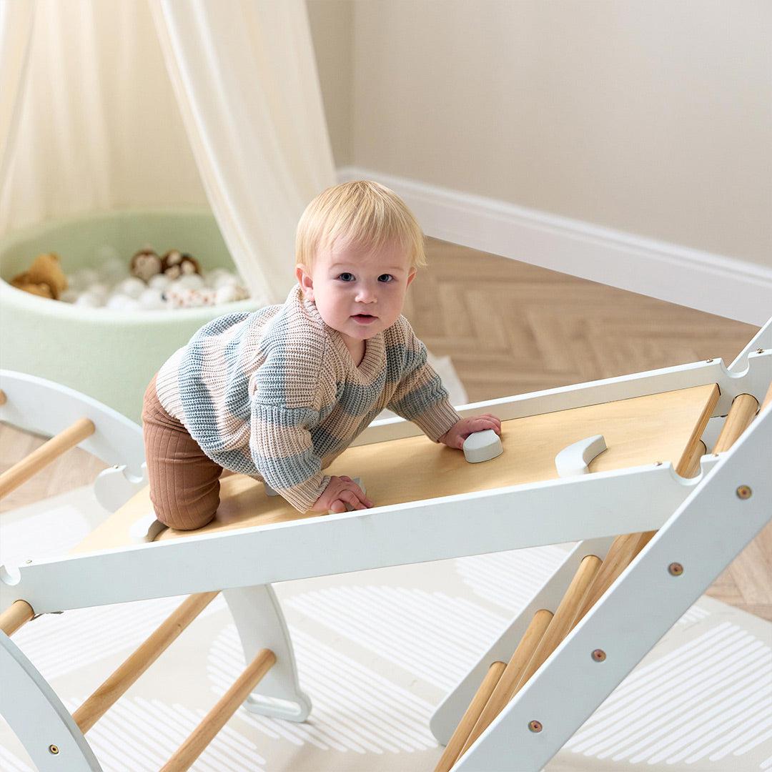  Tutti Bambini Scala Montessori 3 In 1 Pikler Climbing Frame With Climbing Wall - Sea Mist、mySite、merchandisen