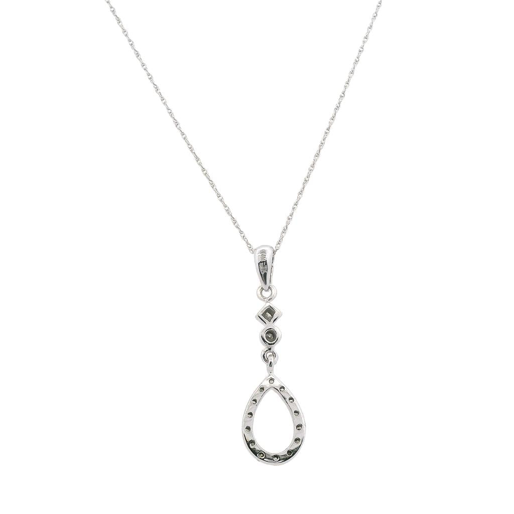 Estate 14K White Gold 0.16ctw Diamond Drop Necklace、mySite、botmansion