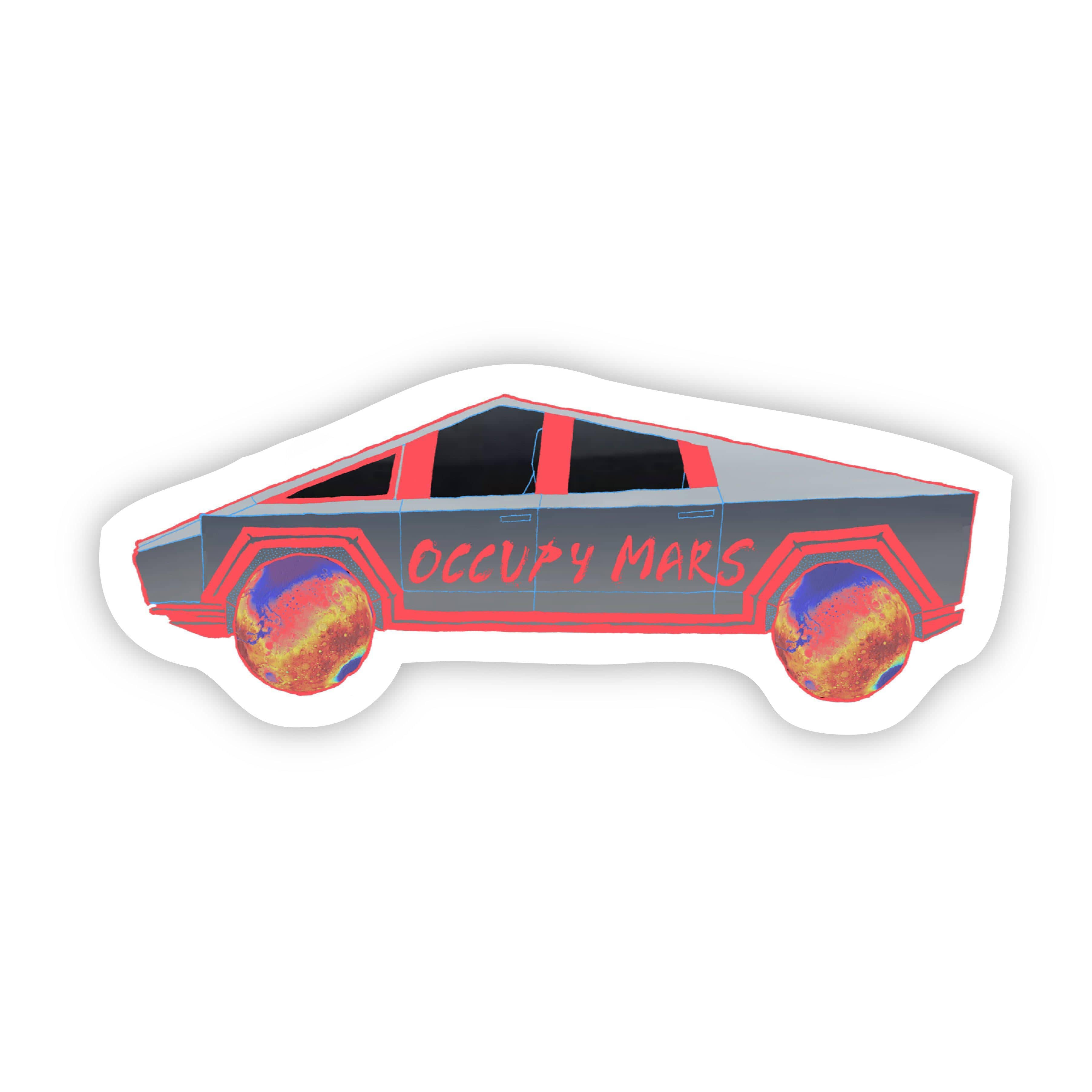  Occupy Mars Cybertruck Neon Red Sticker、mySite、elrpsem3k