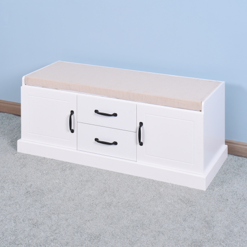 White Bathroom Floor-standing Storage Table with a Drawer、、casual