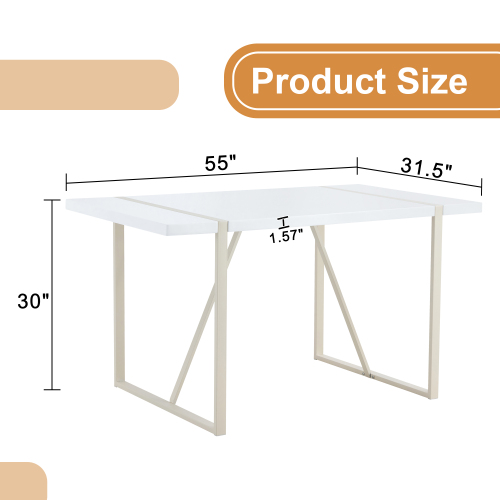 Rustic Industrial Rectangular Wood Dining Table For 4-6 Person, With 1.5" Thick Engineered Wood color Tabletop and Black Metal Legs,Desk For Kitchen Dining Living Room, 55.1" x 31.4"x 29.9"1529W115172、、casual