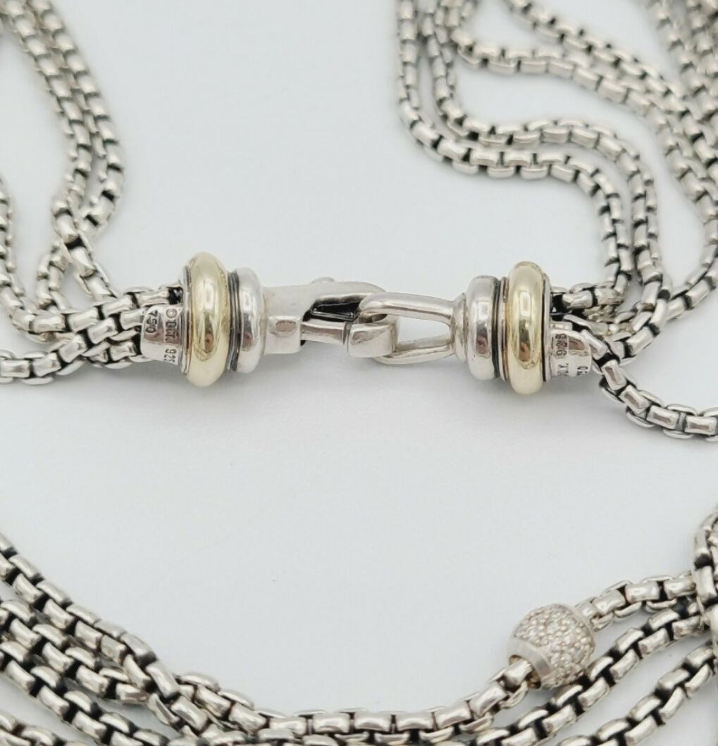 David Yurman Four Row Box Chain Necklace 鈥?Diamonds、mySite、hinf8tx79