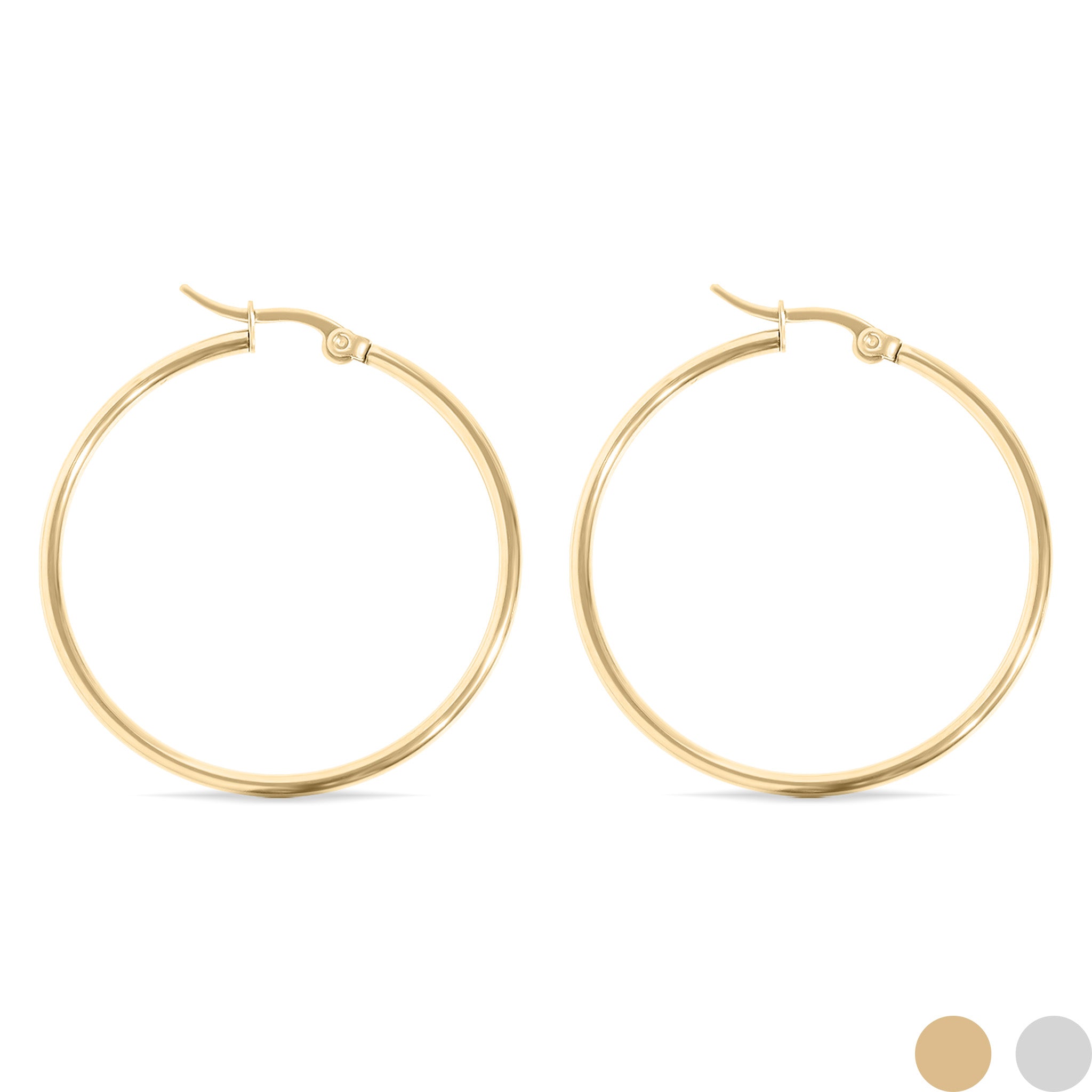 18K Gold PVD Stainless Steel Round Tube Hoop Earrings / ERJ2138、mySite、dreamappss