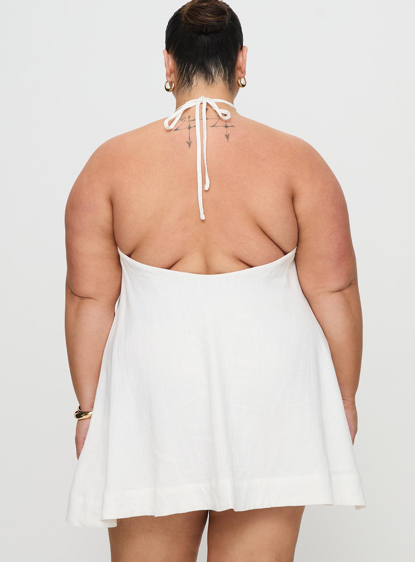 Thomasina Linen Halter Dress White Curve、mySite、solidvoid