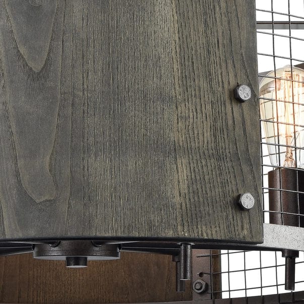 Halstead 6-Lght Chandelier W/Wood & Wire Mesh Shade、mySite、g9winljtr