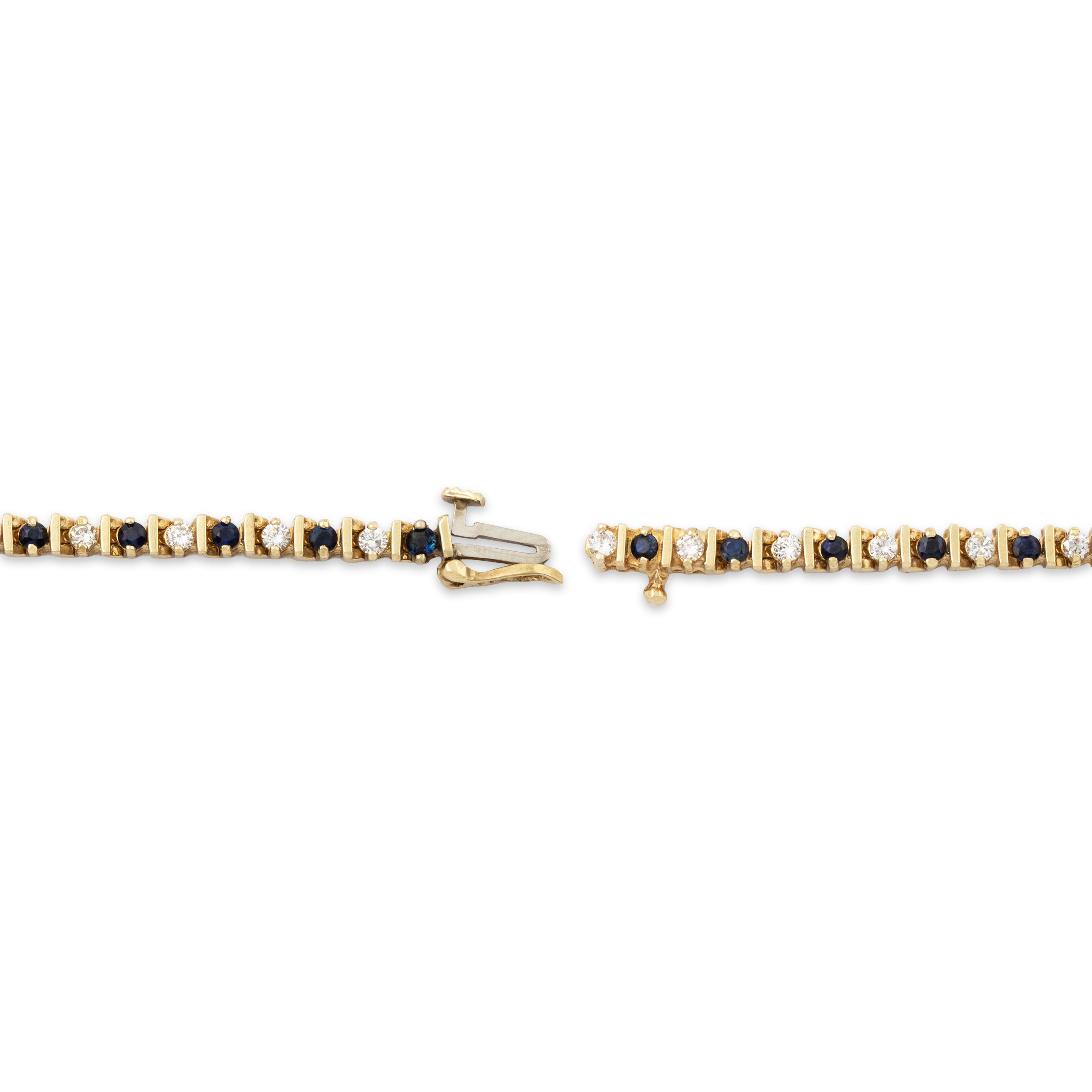Vintage 14k Yellow Gold .725cttw Diamond Sapphire Elegance Tennis Bracelet 6.75、mySite、hinf8tx79