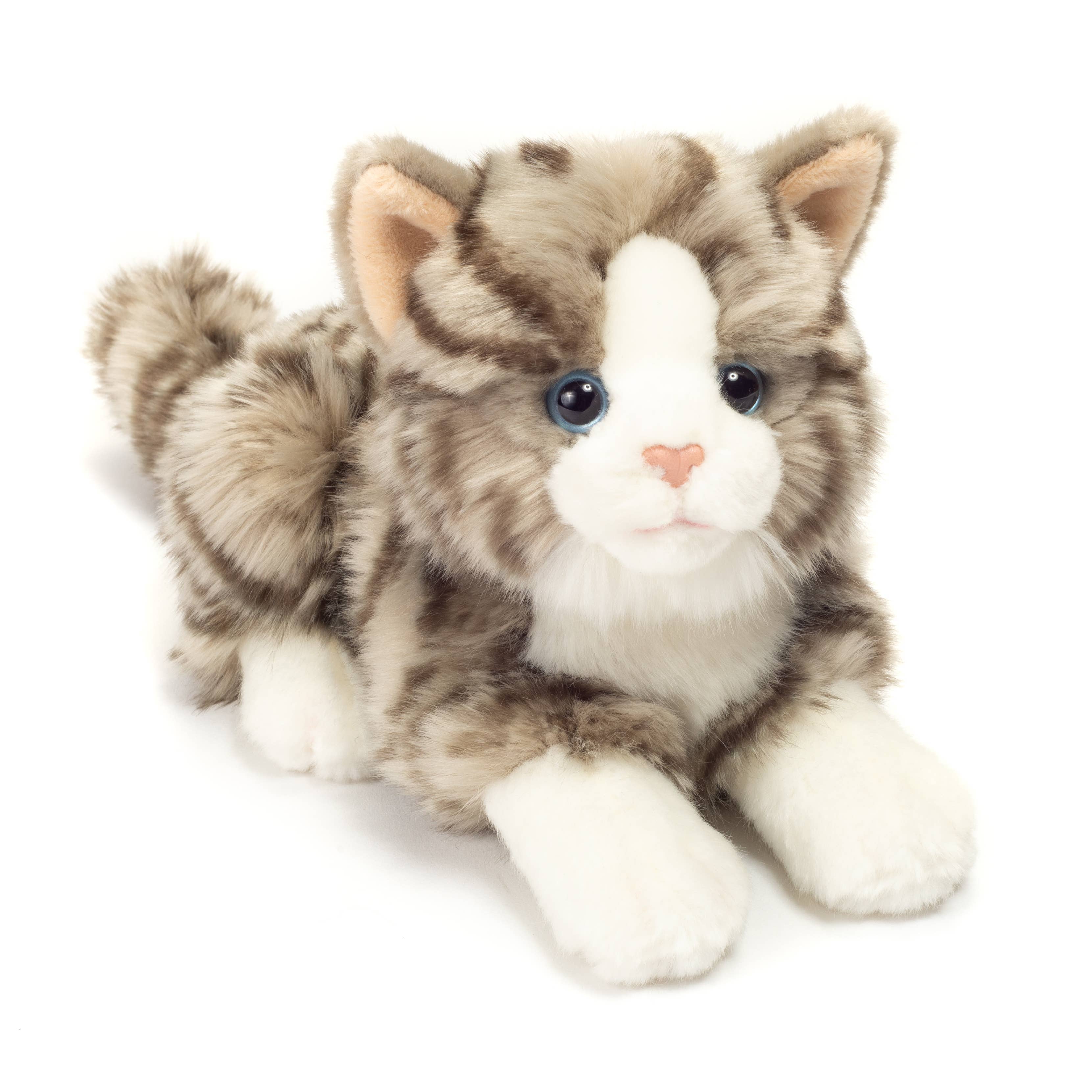 Gray and White Lying Tabby Cat Super Soft by Teddy Hermann、mySite、g9winljtr