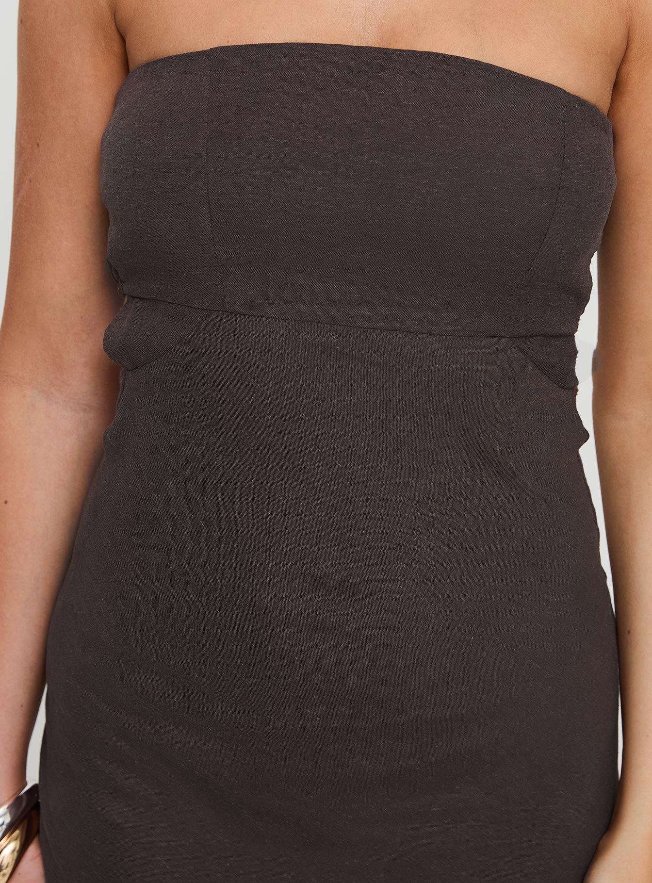 Yahir Strapless Maxi Dress Brown、mySite、solidvoid