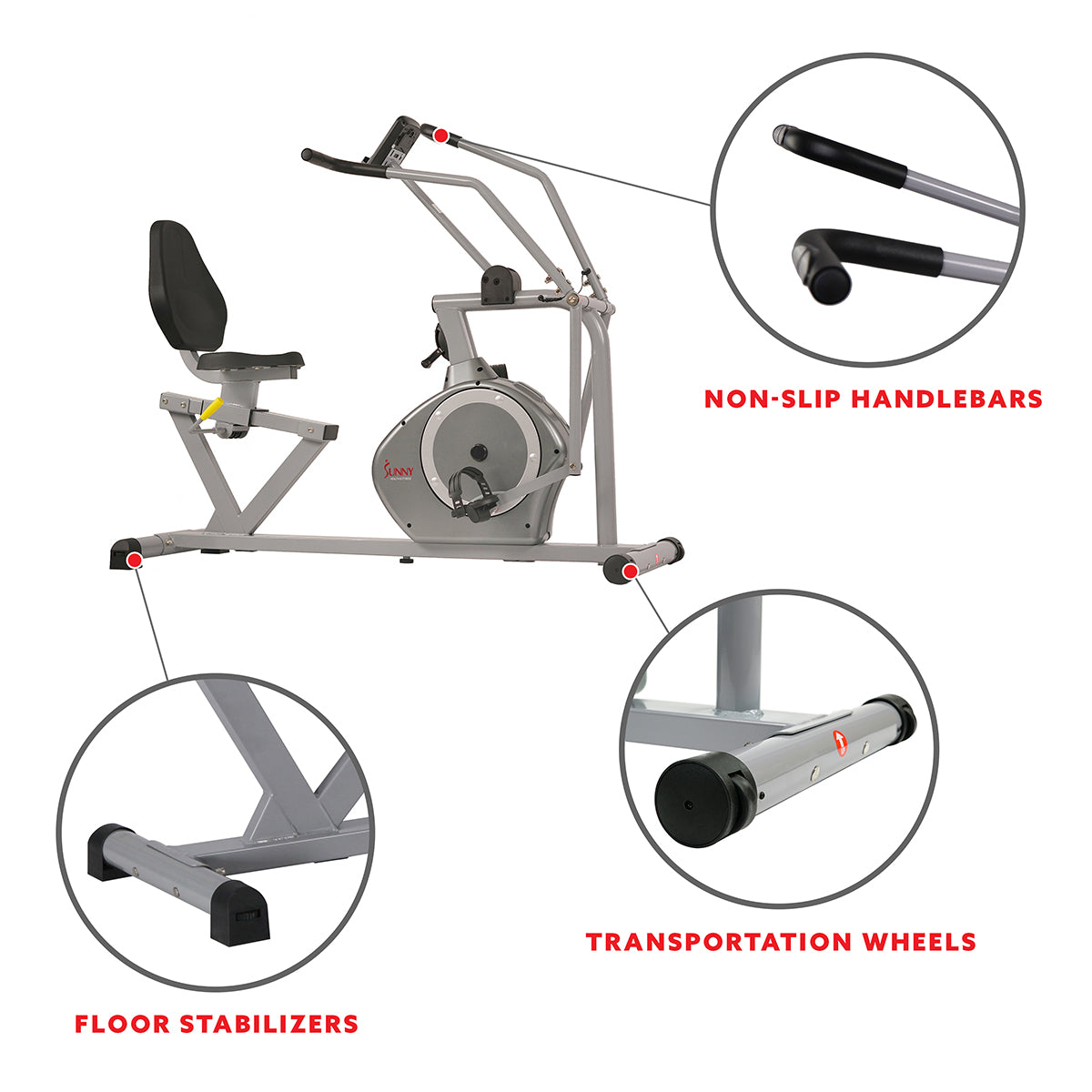  Arm Exerciser Magnetic Recumbent Bike Cross Trainer w/ High 350 LB Weight Capacity、mySite、ghnorth