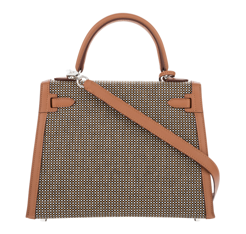 Hermès Kelly Sellier 25 Sesame Toile and Swift Leather Quadrille PHW Special Edition Bag、mySite、garminoutage.com