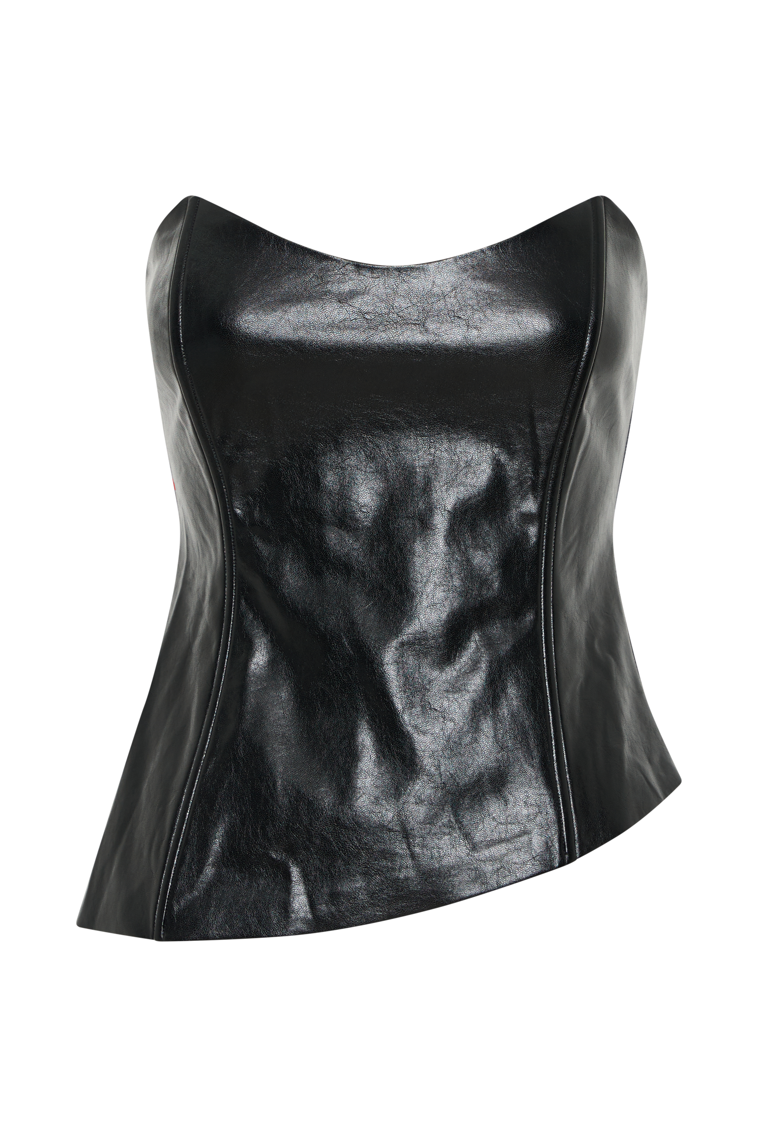 Allana Faux Leather Strapless Top - Black、mySite、solidvoid