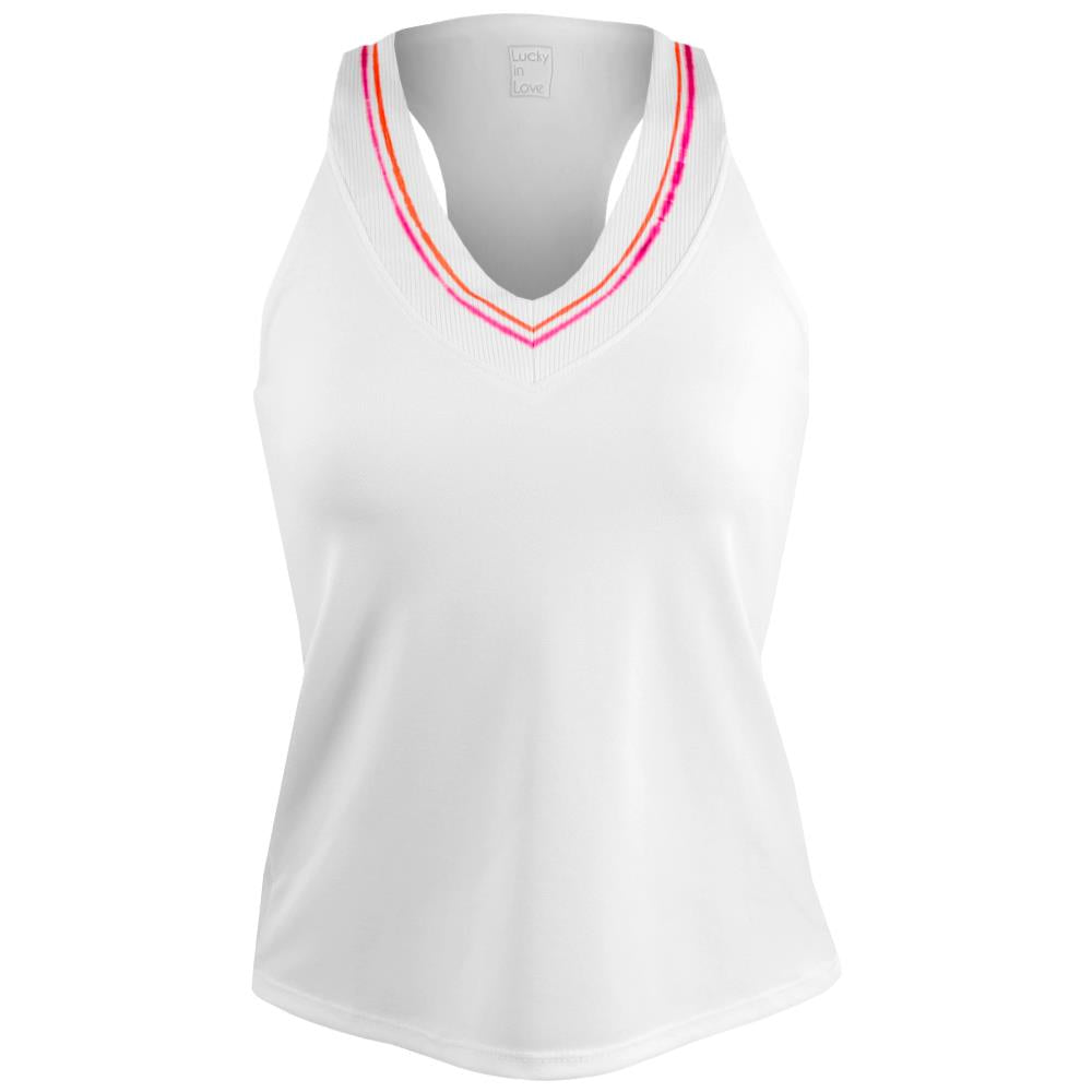 Lucky in Love Women's Shockin' Classics Stripes Tank - White、mySite、neckold