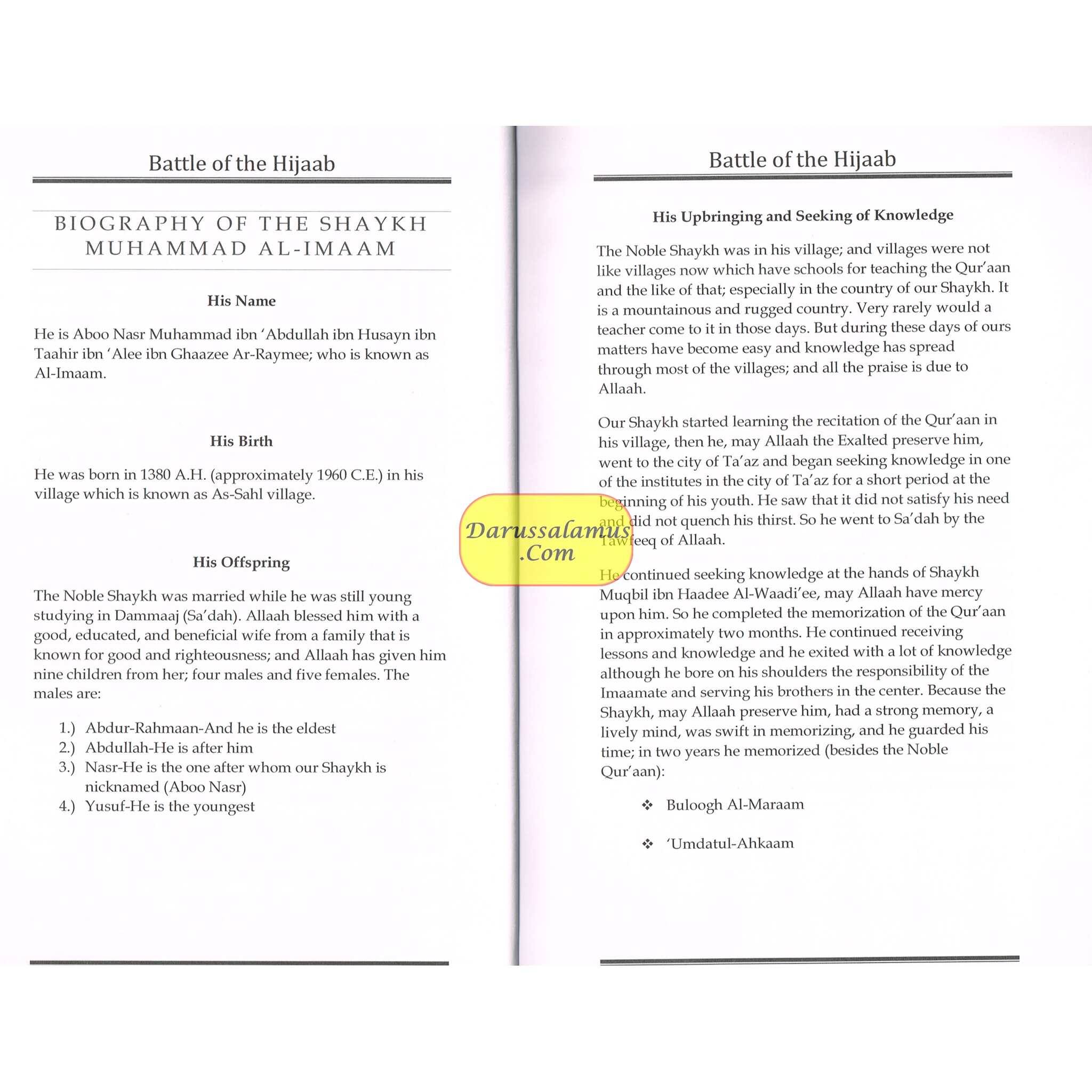 Battle of the Hijaab By Shaykh Muhammad Al-Imaa、mySite、topwebapps