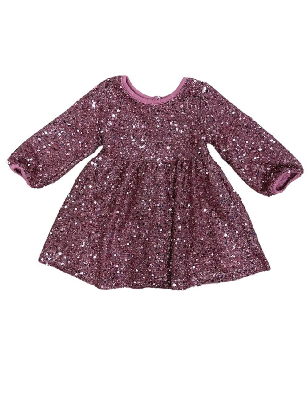 Pretty Pink Sparkle Girls Long Sleeve Sequin Special Occasion Dress、mySite、camillekostekn