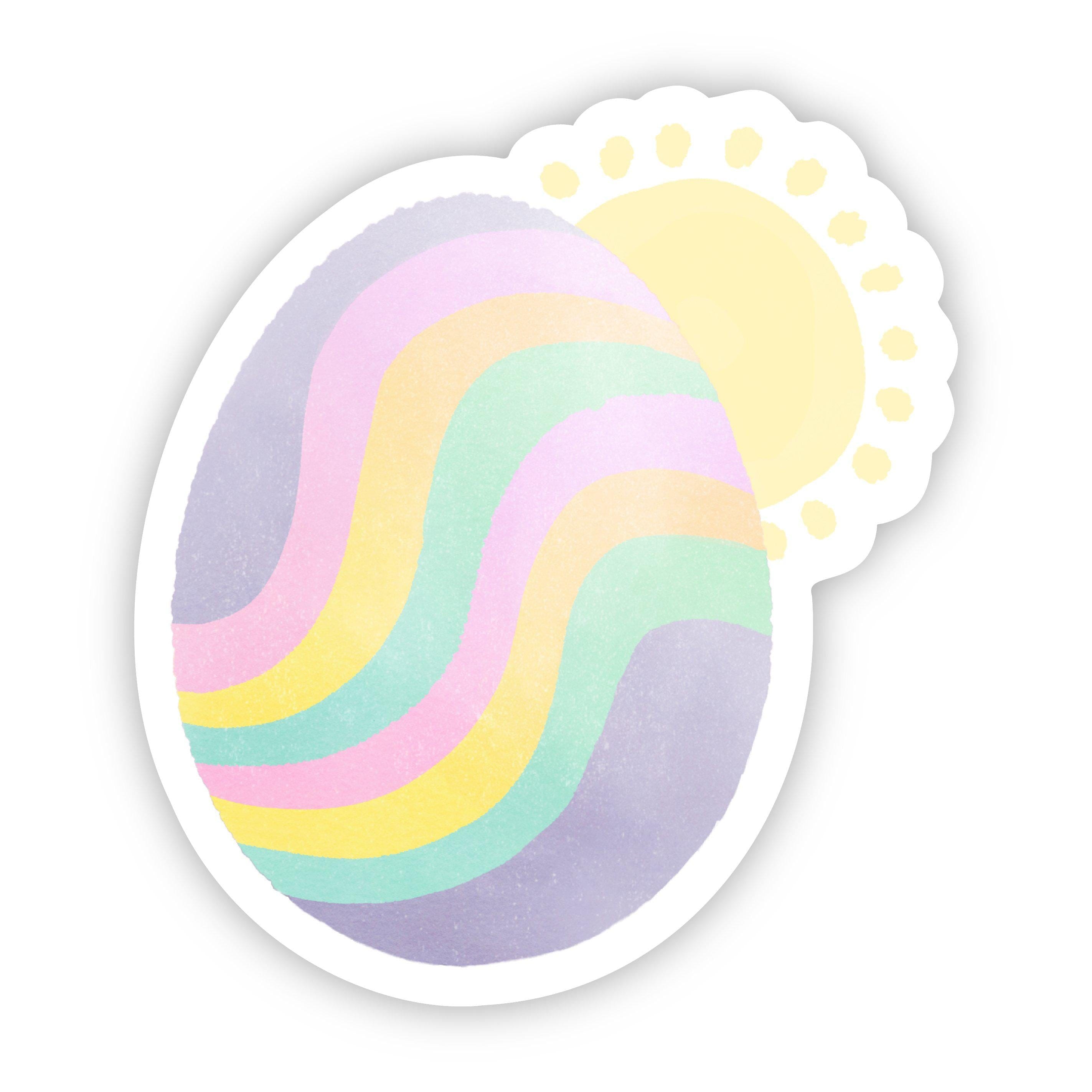  Purple Egg with Wavy Stripes and Sun Easter Sticker、mySite、elrpsem3k