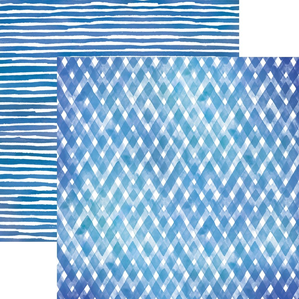  Scrapbook Paper - Blue Watercolor Plaid / Stripes、mySite、ghnorth