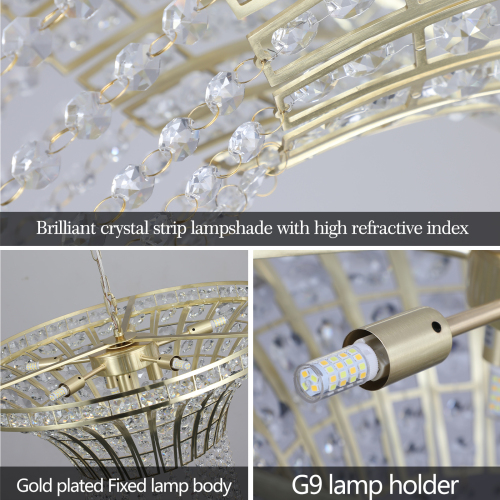 (Same as W1340120181/L5021) 8-Light 23.6" Wide Crystal Waterfall Chandelier (Bulb Not Included)、、eastwooduniform