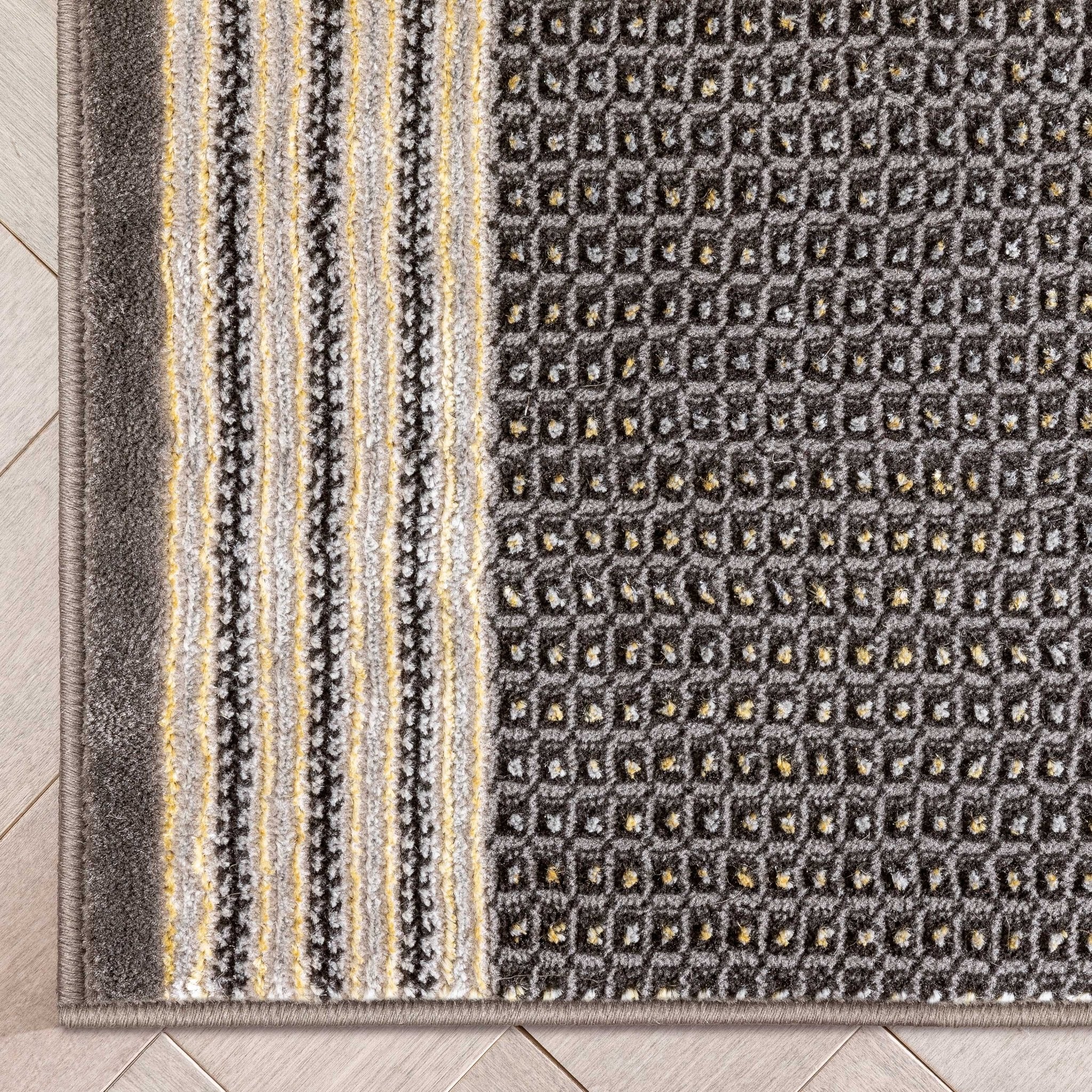 Custom Size Runner Waylon Retro Border Solid & Striped Grey Select Your Width x Choose Your Length Hallway Runner Rug、mySite、gigharbornorthrealestate