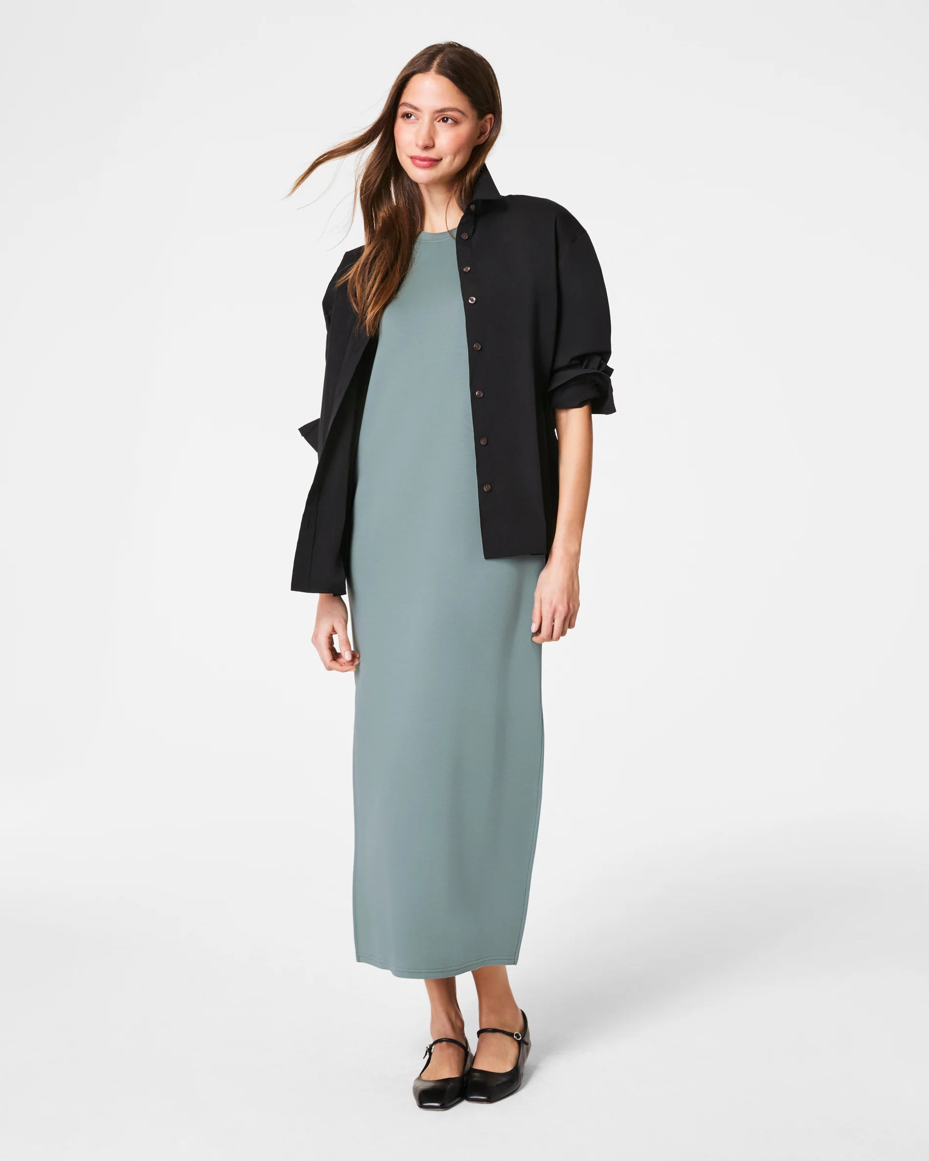 Spanx AirEssentials Maxi T-Shirt Dress, Fennel、mySite、noshort