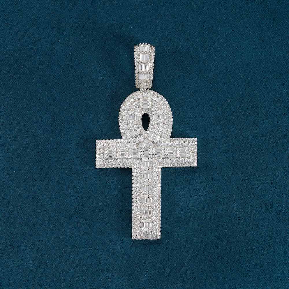 Moissanite Baguette Ankh Pendant 14K Gold、mySite、hinf8tx79